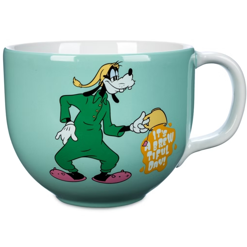 Disney Store Goofy Morning Large Teal 19oz Ceramic Mug NEW Rare